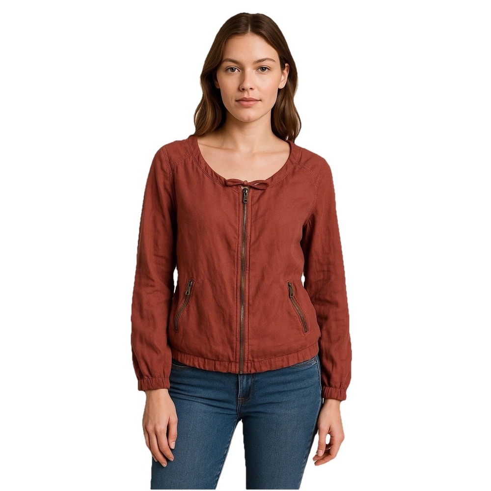 Lucky Brand‎ Womens Henna Linen Jacket Size Small Sweater